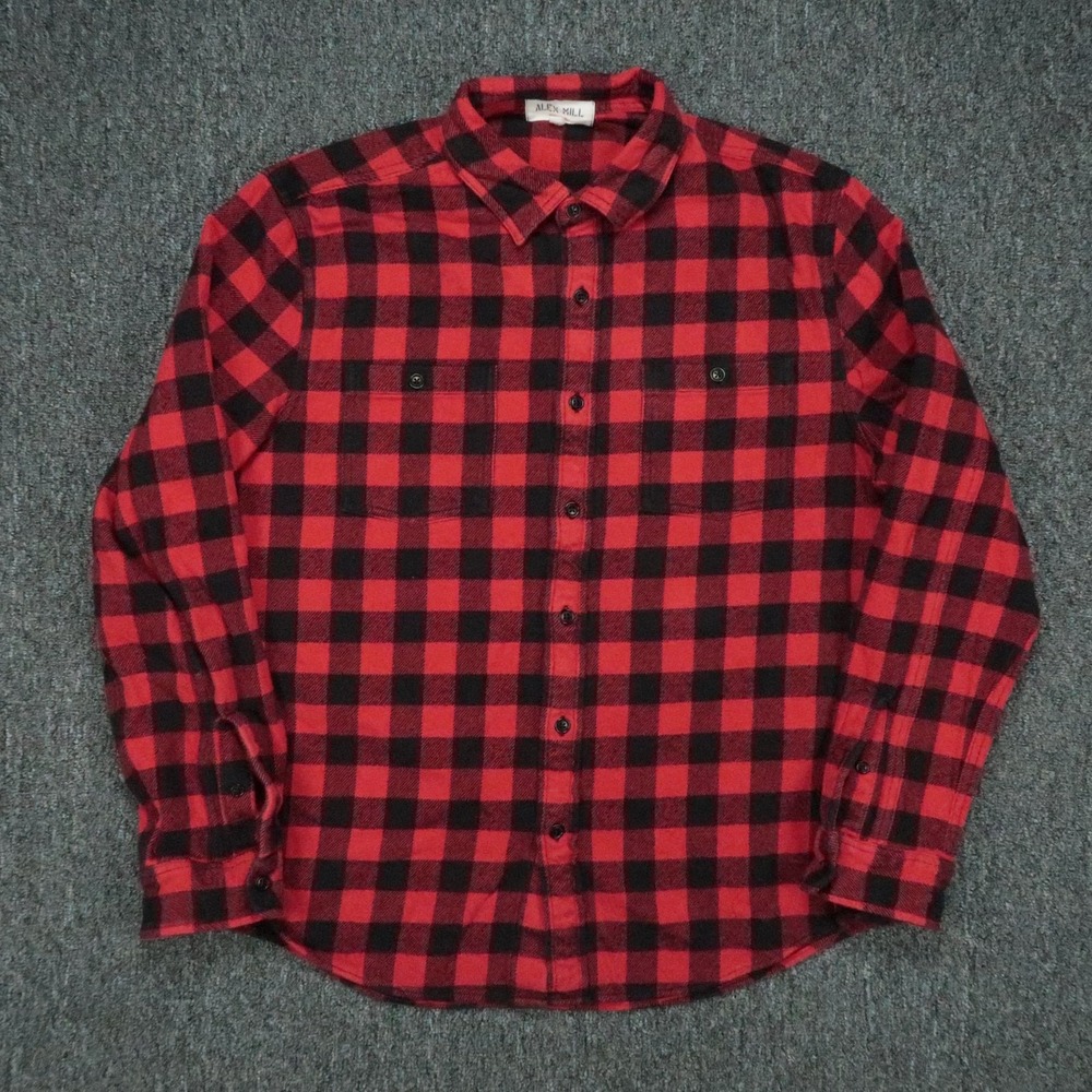 Alex Mill Shirt Mens XL Red Black Buffalo Plaid Flannel Wash Go Long Sleeve